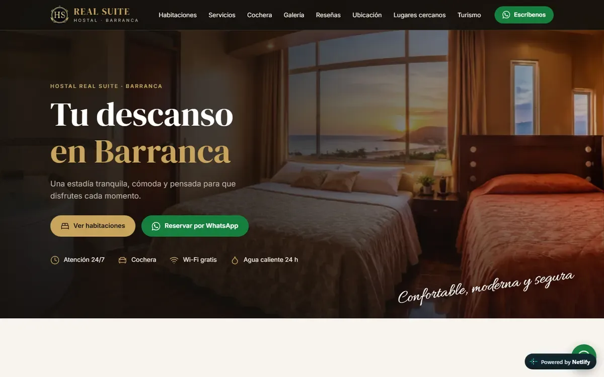 Página web de Hostal Real Suite, hostal