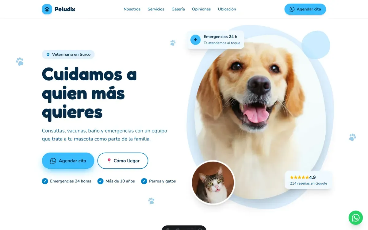 Página web de Peludix, veterinaria